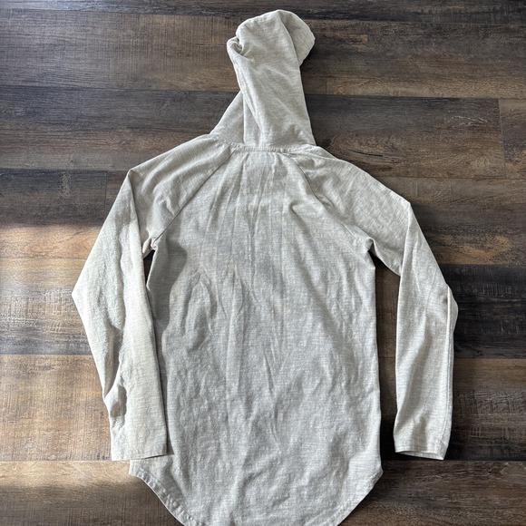 PACSUN Longer Fit Hoodie Small Khaki Rounded Hem Casual - Picture 4 of 4